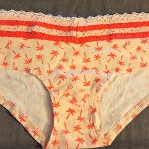 VICTORIA'S SECRET PINK LACE BAND EXTRA LOW RISE HIPSTER PANTIES MEDIUM Palm Tree
